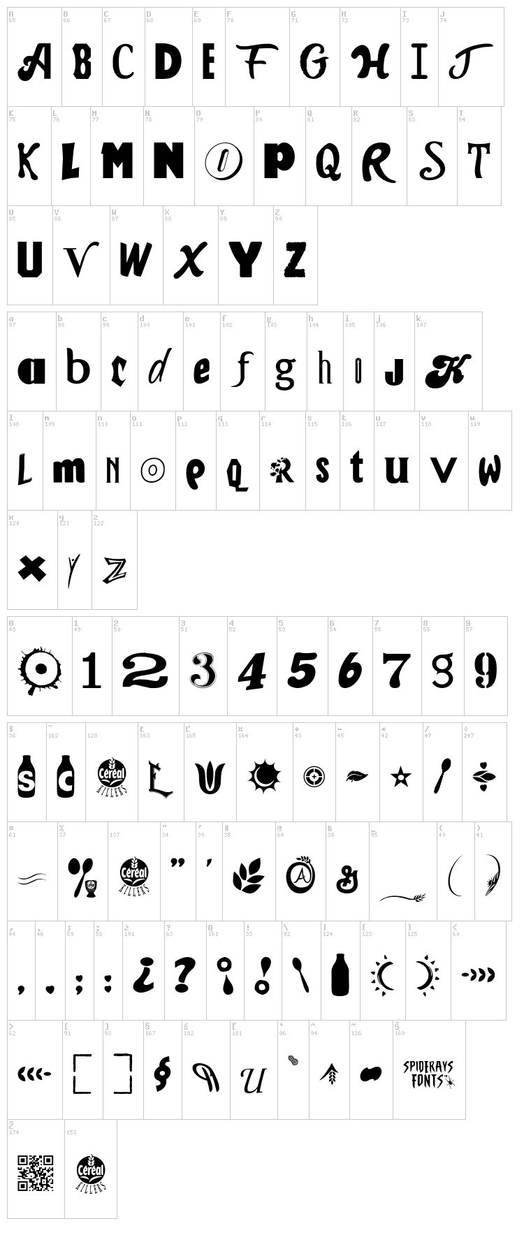 Cereal Killerz font map